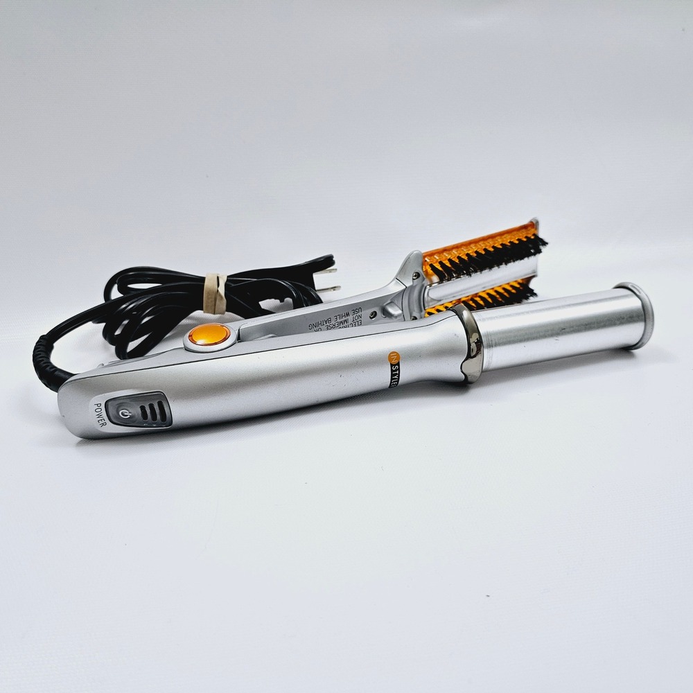 InStyler IS1001.1 Rotating Iron Hot Curling Straightener Heat Hair Brush Silver
